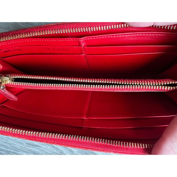 Miu Miu Red Croc Embossed Leather Zip Around Wallet with Original Box - Picture 16 of 16